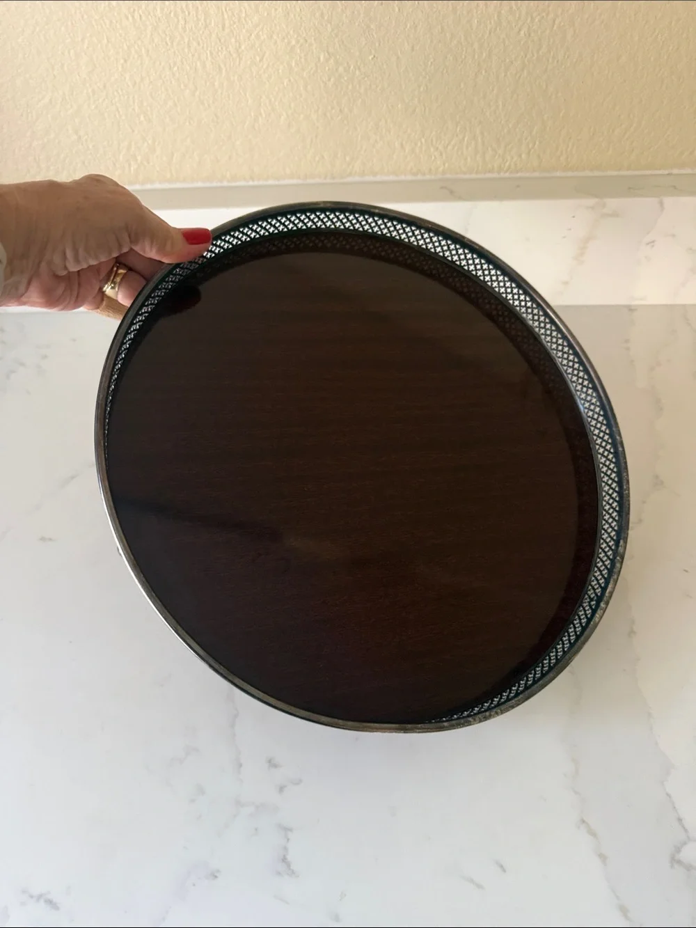 Vintage Formica Bar Tray Silver Plate